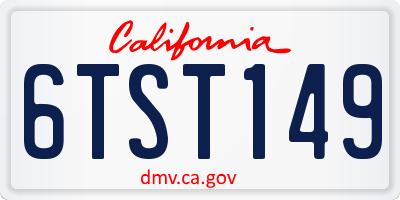 CA license plate 6TST149