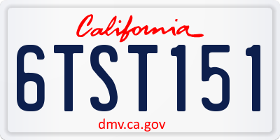 CA license plate 6TST151