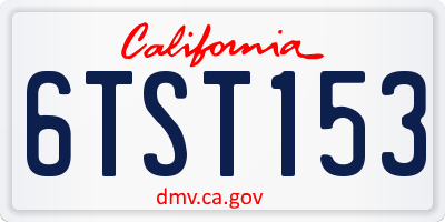 CA license plate 6TST153