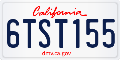 CA license plate 6TST155