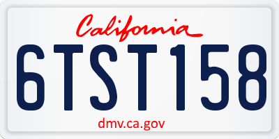 CA license plate 6TST158