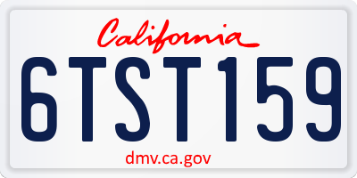CA license plate 6TST159