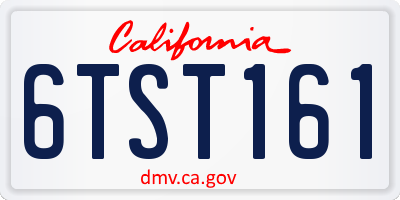 CA license plate 6TST161