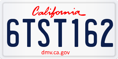 CA license plate 6TST162
