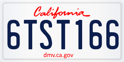 CA license plate 6TST166