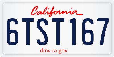 CA license plate 6TST167