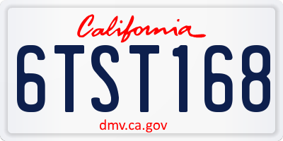 CA license plate 6TST168