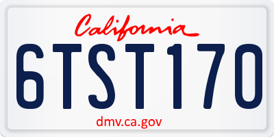 CA license plate 6TST170