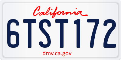 CA license plate 6TST172