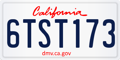 CA license plate 6TST173