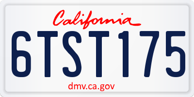 CA license plate 6TST175