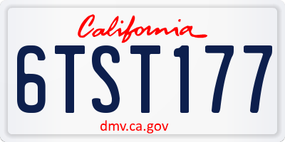 CA license plate 6TST177