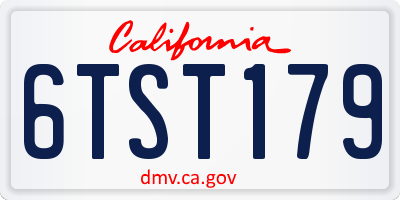 CA license plate 6TST179