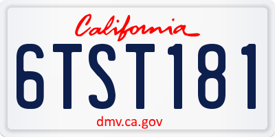 CA license plate 6TST181