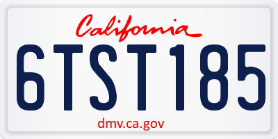 CA license plate 6TST185