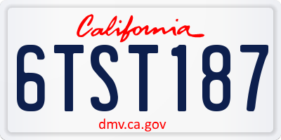 CA license plate 6TST187