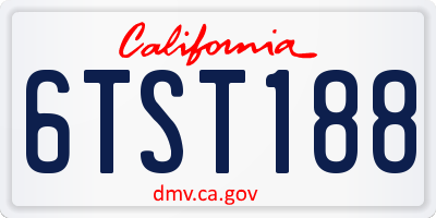 CA license plate 6TST188