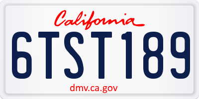 CA license plate 6TST189