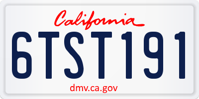 CA license plate 6TST191
