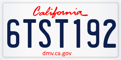 CA license plate 6TST192