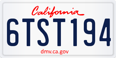 CA license plate 6TST194