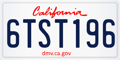 CA license plate 6TST196