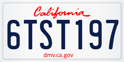 CA license plate 6TST197