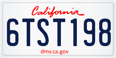 CA license plate 6TST198