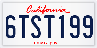 CA license plate 6TST199