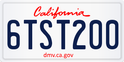 CA license plate 6TST200