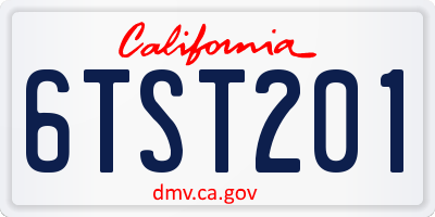 CA license plate 6TST201
