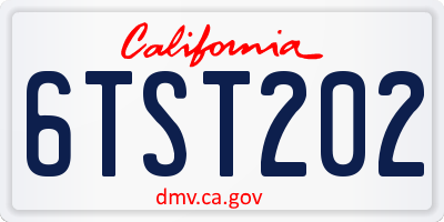 CA license plate 6TST202