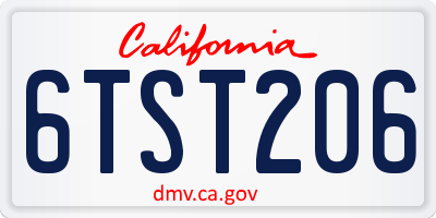 CA license plate 6TST206