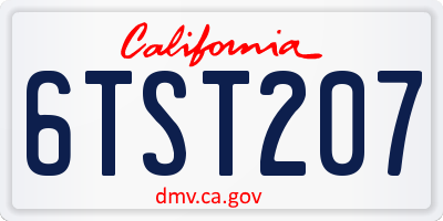 CA license plate 6TST207