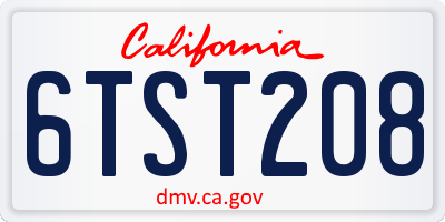 CA license plate 6TST208