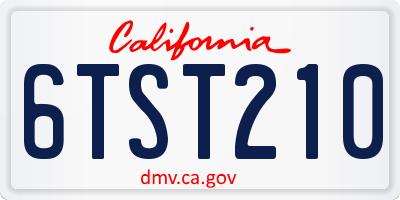 CA license plate 6TST210