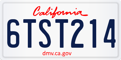 CA license plate 6TST214