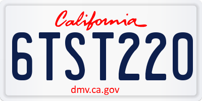 CA license plate 6TST220