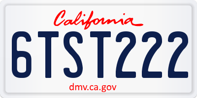 CA license plate 6TST222