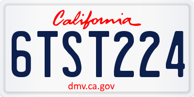 CA license plate 6TST224