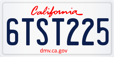 CA license plate 6TST225