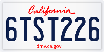 CA license plate 6TST226