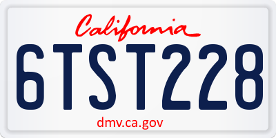 CA license plate 6TST228