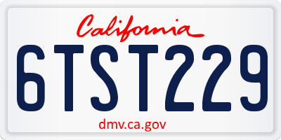 CA license plate 6TST229