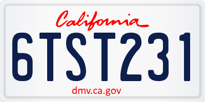 CA license plate 6TST231