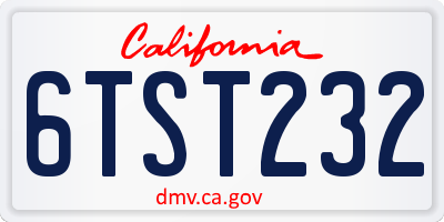 CA license plate 6TST232