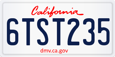 CA license plate 6TST235