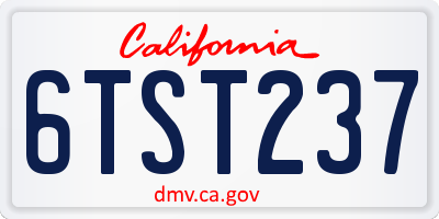 CA license plate 6TST237