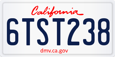 CA license plate 6TST238