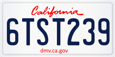 CA license plate 6TST239